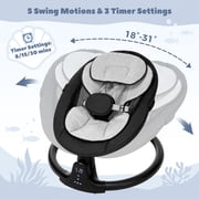 Baby Swing for Infant, Caveen Electric Bluetooth Music Bouncer Rocker with 5 Sway Modes, 3 Timing, Removable Cushion, Black