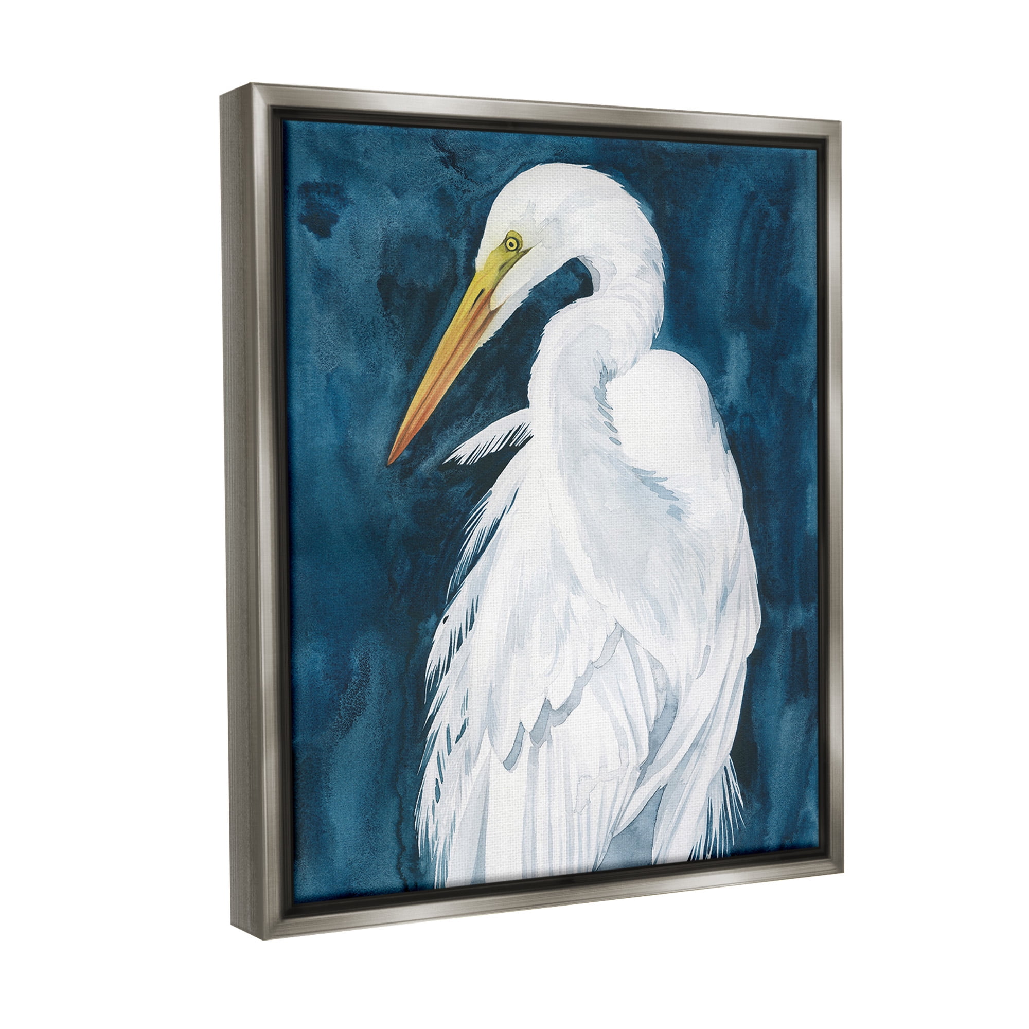 Stupell Industries Nautical Bird Portrait Animals & Insects Painting Gray Floater Framed Canvas Art Print Wall Art, 17 x 21