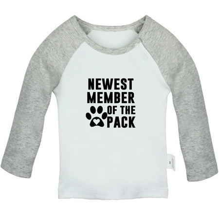 

Newest Member Of The Pack Funny T shirt For Baby Newborn Babies T-shirts Infant Tops 0-24M Kids Graphic Tees Clothing (Long Gray Raglan T-shirt 6-12 Months)