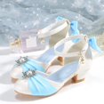thumbnail image 5 of ZHOGXU Trendy Baby Girls Sandals Elegant Bowknot High Heel Lightweight Non Soft Bottom Dress Shoes For Performance Party,Blue,3.5-4 Years, 5 of 6