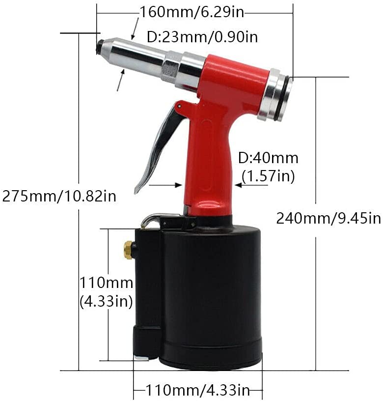 Fetcoi, Pneumatic Hydraulic Rivet Machine Portable Pneumatic Rivet Gun Pneumatic Tools with Dust Cover