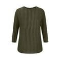 thumbnail image 5 of Fanxing Lightweight Pullover Sweaters for Women Crew Neck Classic Cozy Ribbed Knit Tunic Tops Christmas Gift Side Slit Jumper Army Green 2XL, 5 of 6