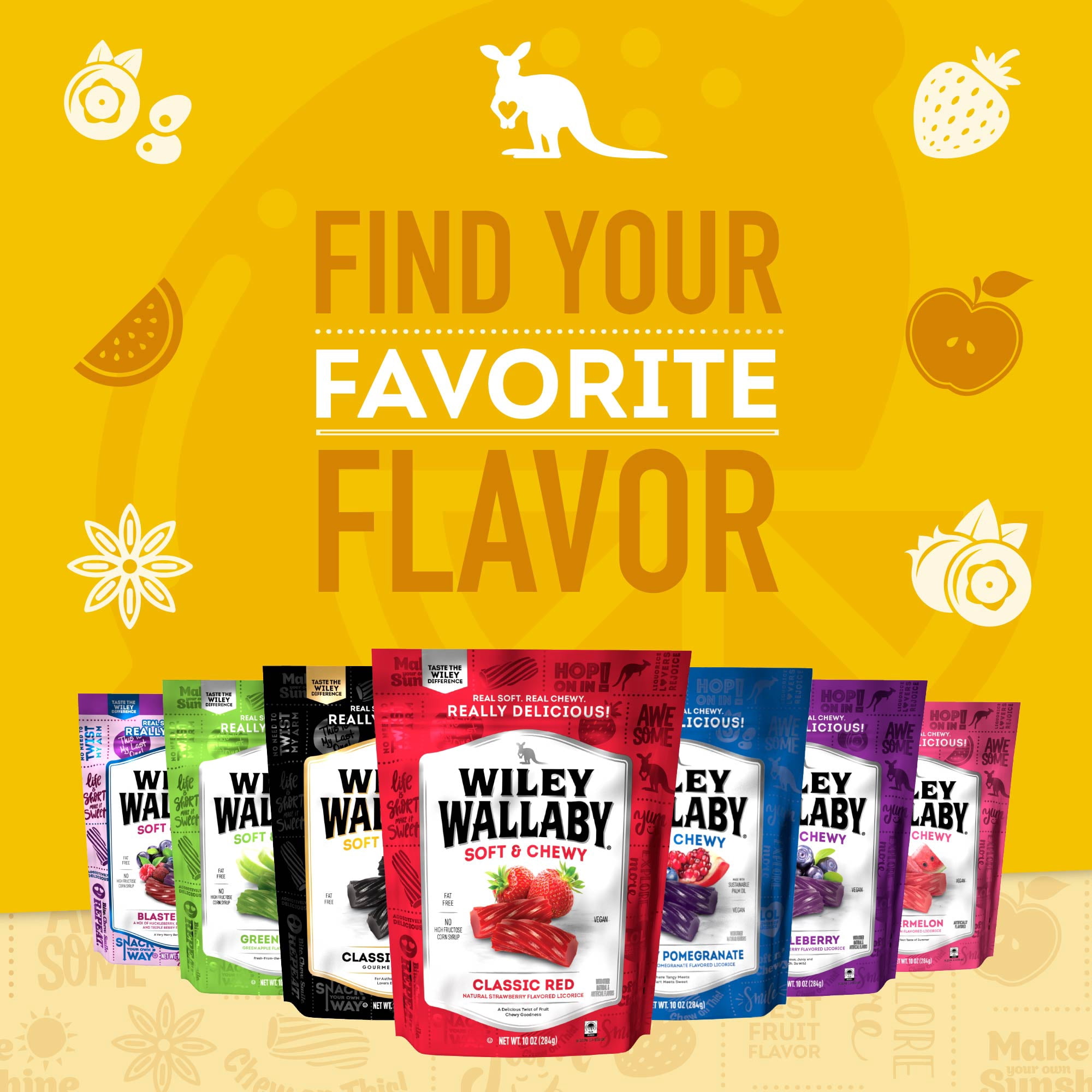 Wiley Wallaby Licorice 7.05 Ounce Classic Gourmet Soft & Chewy Australian Lemonade Licorice Candy Twists, 3 Pack