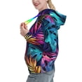 thumbnail image 2 of Uemuo Colorful Tropical Leaves Pattern Women's Hoodie with Eye-catching Drawstrings- Casual Pullover Hoodie with Kangaroo Pocket, Stylish Hooded Sweatshirt-Medium, 2 of 7