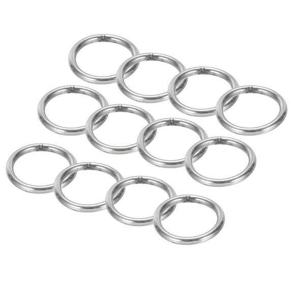 Uxcell 1" Metal O Rings, 16 Pcs 304 Stainless Steel Smooth Round Rings for Bags, Belts, 3mmx25mm