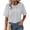 Gray, variant on Womens Peter Pan Collar Short Sleeve Shirt Button Down Cotton Blouse Tops Summer Loose Fit Casual Textured Tops