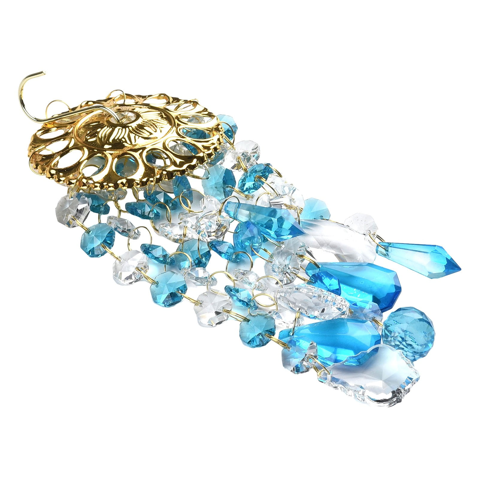 Colorful For Crystal Wind Chimes Home Garden Patio Lawn Hanging Decoration Ornament Blue Smile Home