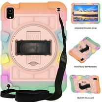 TECH CIRCLE for Apple iPad Mini (A17 Pro/A15) 7th/6th Generation Case 8.3" (2024/2021 Release), Durable Shockproof Protective Back Cover Case with Kickstand /Hand Strap /Shoulder Strap, Rainbow Pink
