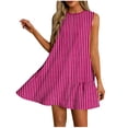 thumbnail image 2 of YueHuiYing Women's Summer Casual Fashion Free-Size Printed Dress Side-Pleated Round Neck Sleeveless Dress, 2 of 7