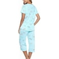 thumbnail image 5 of MLDRA Womens Pajama Sets 2 Piece Cotton Lounge Set Lightweight Pj Set Short Sleeve Tops With Capri Pants Cute Ladies Sleepwear Summer Set, 5 of 8