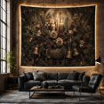 thumbnail image 6 of Floral Urn Still Life Set Against Dark Green Filigree, Moody Gothic for Decor Enthusiasts, Vintage Botanical Art, Halloween Gift, Tapestry Wall Hanging for Bedroom and Living Room, 6 of 7