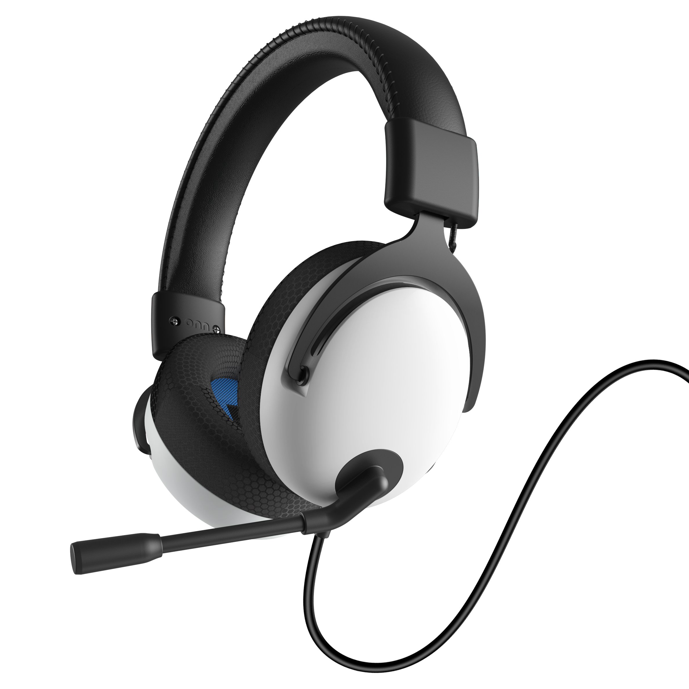 onn Wired Gaming Headset Compatible with PlayStation PS4 and PS5, Black and White