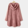 thumbnail image 4 of Virmaxy Womens Oversized Solid Sherpa Fleece Hoodies Cute Cat Butterfly Embroider Hooded Cardigan Button Long Sleeve Fuzzy Fleece Blouse Side Button Plush Jacket Pink XL, 4 of 8