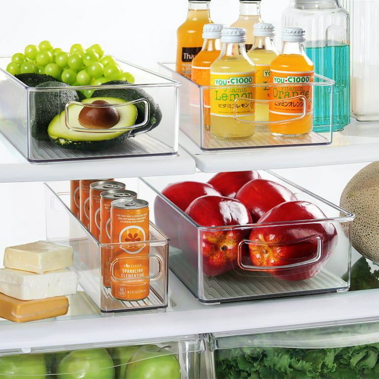 Kingrol 6 Pack Plastic Storage Bins for Pantry, Refrigerator, Countertop,  Cabinet Organization, Stackable Food Storage Organizer with Handles, BPA