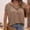 Brown, variant on Shirts for Women Loose Hooded Button Short Sleeve T Shirt Soft Knitted Polyester Spandex Cotton Blend for Casual Wear L Size Spring Summer Womens Tops