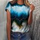 thumbnail image 2 of Jersey de cuello redondo de verano para mujer, camisa informal estampada, blusa superior de fondo Pompotops  hfajkhk138746, 2 of 9