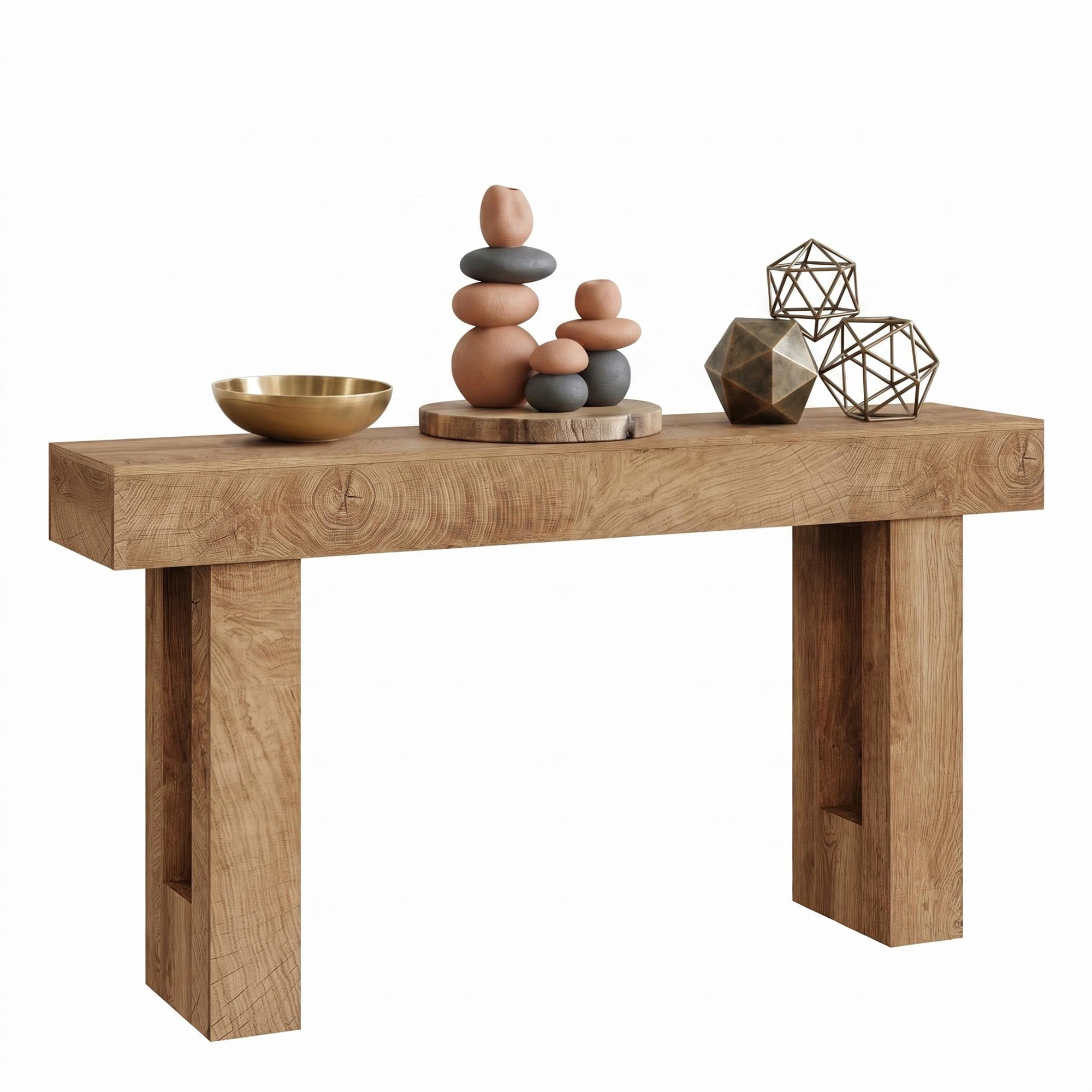 63" Farmhouse Minimalist Console Table Rustic Entryway Sofa Table for Living Room Hallway, Wood Accent Furniture for Small Space Storage, Wood Color
