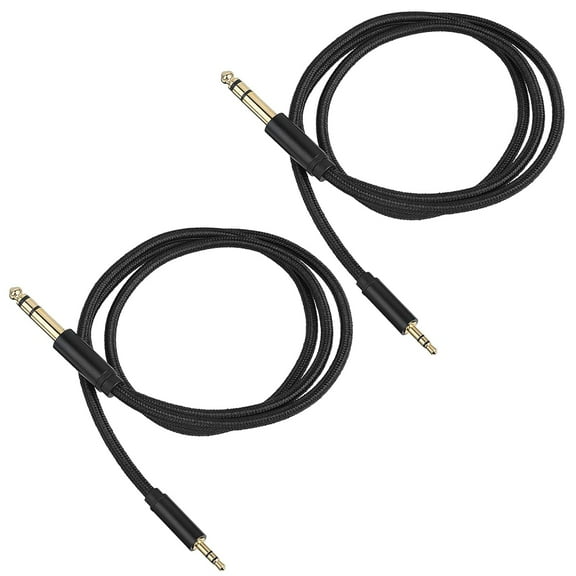 2-Pack 1/8-inch to 1/4-inch Stereo Audio Cable, 4 Feet, Braided High-Fidelity Sound Dual-Ended Stereo Audio Adapter Jack, Suitable for Home Theater Equipment, Guitars, Laptops