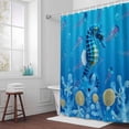 thumbnail image 3 of Summer Coastal Bathroom Shower Curtain, Ocean Blue Seahorse Jellyfish Nautical Coral Bubble Waterproof Washable Soft Bath Curtain for Bathtub Decor with 12 Hooks&Grommet, 72x72 Inch, 3 of 9