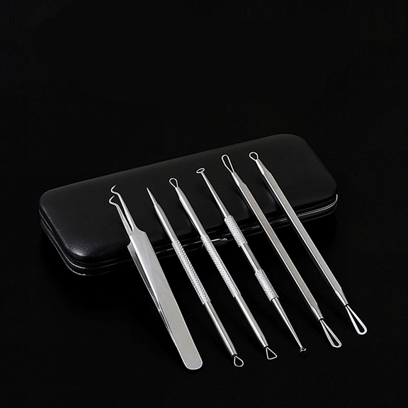 Professional Surgical Blackhead Remover Tools, Blemish and Splinter Acne Pimple Removal Kit, Come Done Extractor Tool for Whitehead, Pimples - Beauty Tools Pack of 6