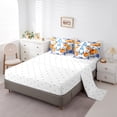 thumbnail image 3 of YST Scandinavian Gnome 7-Piece Comforter Set, Thanksgiving Pumpkin Blue Ink Flowers, Queen, 3 of 5