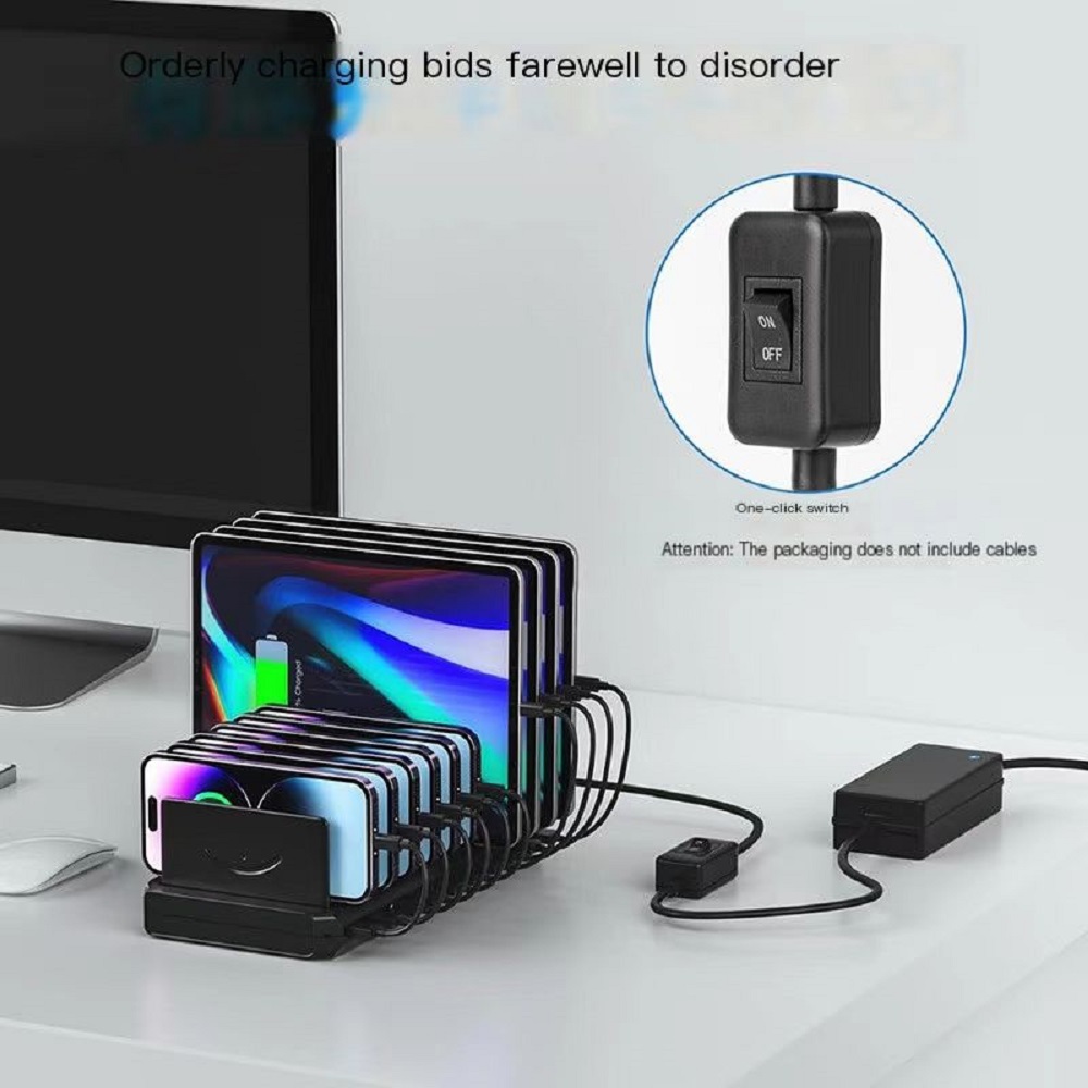 Tancola 60W 10port Charging Station Device Organizer Charging Dock Compatiable  for iPhone, Android, iPad,Tablets & More