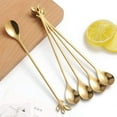 thumbnail image 6 of CCF 6pcs Elegant Gold Adult Floral Long Handle Teaspoons, 7.4" Stainless Steel Stirring Spoons for Coffee & Tea, 6 of 7