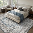 thumbnail image 3 of SIXHOME 9'x12' Washable Area Rug for Living Room Vintage Medallion Distressed Carpet Soft Low Pile Large Rug for Bedroom Dining Room Office Retro Indoor Home Decor Blue and Gray, 3 of 6