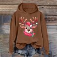 thumbnail image 2 of Fiaer Christmas Women Hoodie Cute Reindeer Graphic Long Sleeve Hooded Sweatshirts Casual Plus Size Fashion Comfy Tops Brown XXL, 2 of 4
