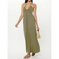 thumbnail image 5 of Raccmtaty Women Summer Dress V-Neck Low Cut Halter Lacing Backless Pleated Sleeveless Dresses, 5 of 6