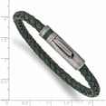 thumbnail image 3 of Stainless Steel Antiqued Green Leather 8.25In Bracelet (8.25 X 5.2) Made In China -Jewelry By Sweet Pea, 3 of 3
