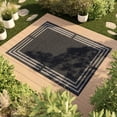 thumbnail image 2 of HOMETRENDS 8 ft. x 10 ft. Charcoal Flatweave Outdoor Rug, 3 Line Border, 2 of 9
