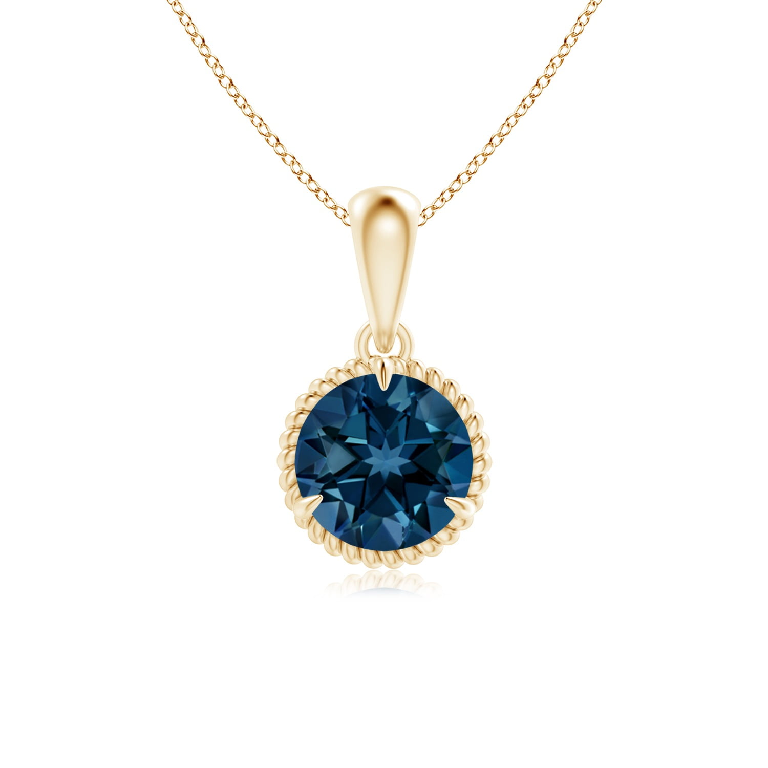 Angara - 1.55 ct. London Blue Topaz Pendant Necklace|7mm Round London