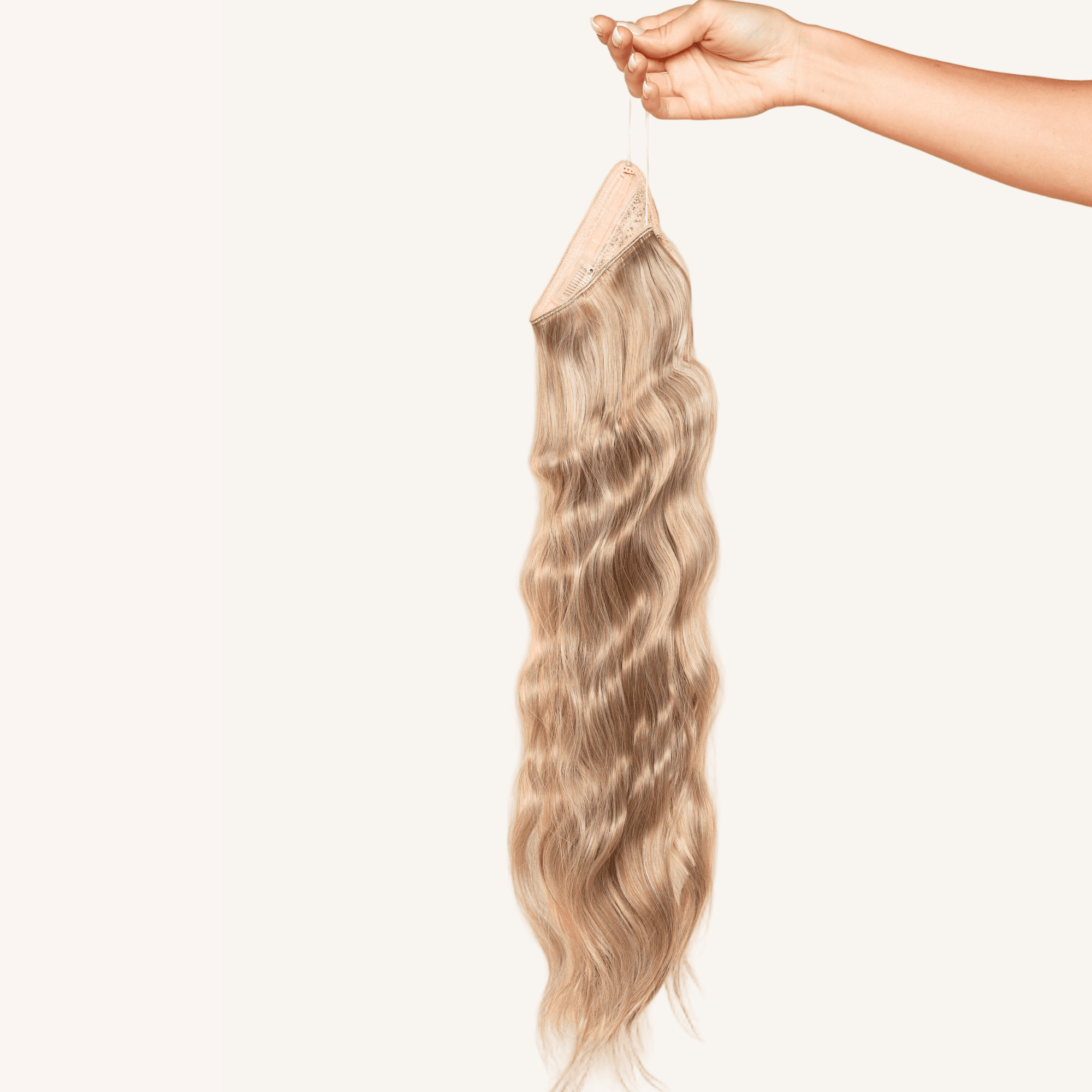 Mane Theorie Beach Wave Halo Hair Extensions for Women, 18 inch, golden blonde
