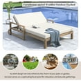 thumbnail image 3 of Farmhouse-styled Wooden Outdoor Sunbed with Movable Wheels, Patio Bed with Thick Cushion and Adjustable Backrest, Double Chaise Lounge Outdoor for Poolside, Garden and Backyard, Beige, 3 of 7
