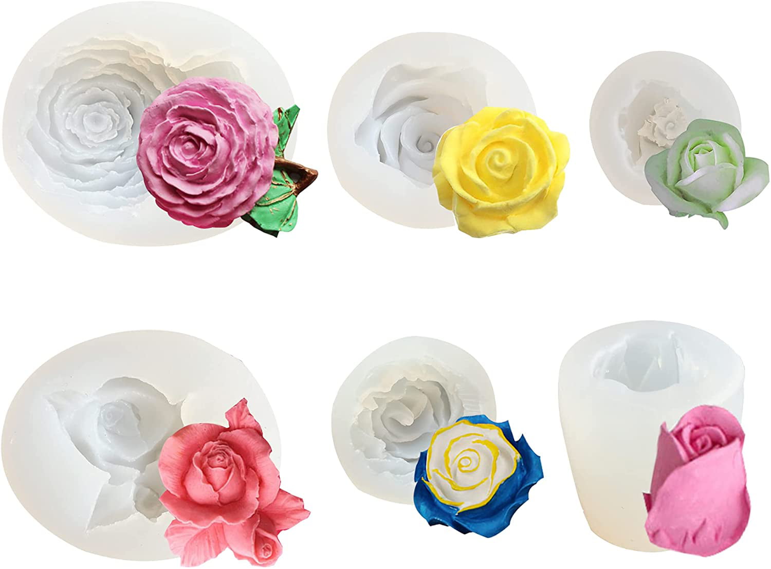 Rose Flower Soap Silicone Mould Flexible Resin Candy and Candle Mold Chocolate 