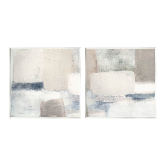 Stupell Industries Beige Modern Collage Shapes Painting Unframed Art Print Wall Art, Set of 2, Design by Carol Robinson