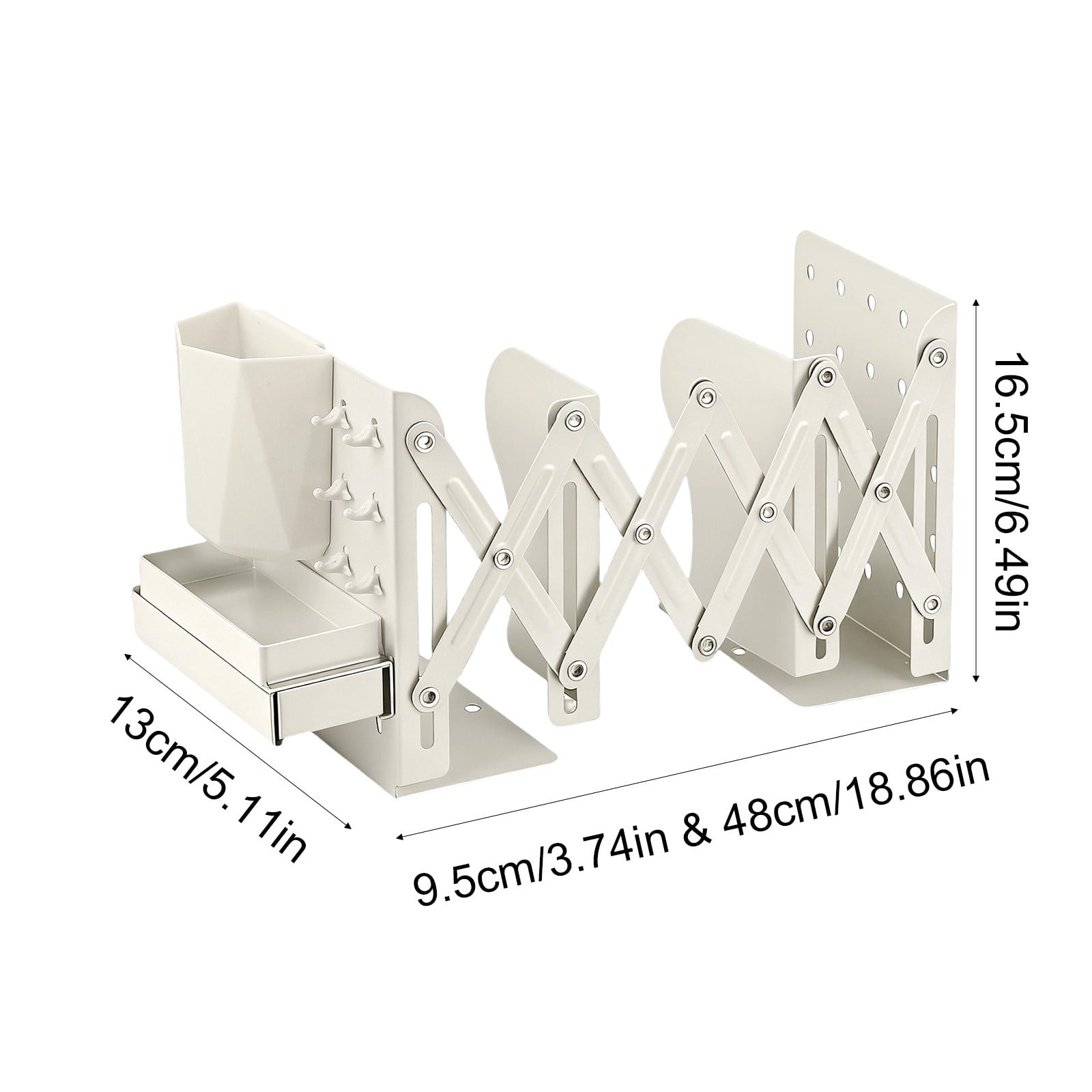 Specollect 1 Pcs Adjustable Desktop Organizer Stand with Storage Box Pen Holder Hooks for Office Supplies Home Study Desk Accessories Multifunctional Rack