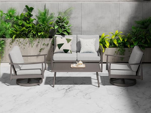 Aluminum Patio Outdoor Rectangle Coffee Table for Patio, Waterproof and Rustproof
