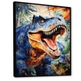 thumbnail image 2 of Designart "Roaring T-Rex Dinosaur in Colorful Display II" Animals Framed Wall Art - Modern Blue Dinosaur Entryway Framed Wall Art, 2 of 6