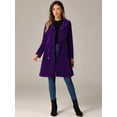 thumbnail image 4 of DARING DIVA Velvet A-Line Stand Collar Double Breasted Trench Coats XS Dark Purple, 4 of 6