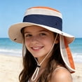 thumbnail image 2 of IVEYRTF Kids Sun Hat with Neck Flap Color Block Breathable Mesh UV Protection Adjustable for Boys Girls 2-8 Years Outdoor Bucket Hat, 2 of 9