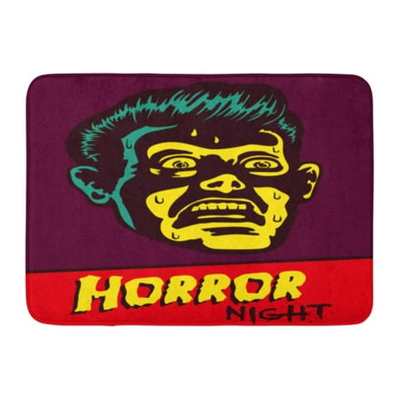 KDAGR Horror Night Halloween Party Movie Event Terrified Vintage Man Face Afraid of Something Creepy Distracted Doormat Floor Rug Bath Mat 23.6x15.7 inch