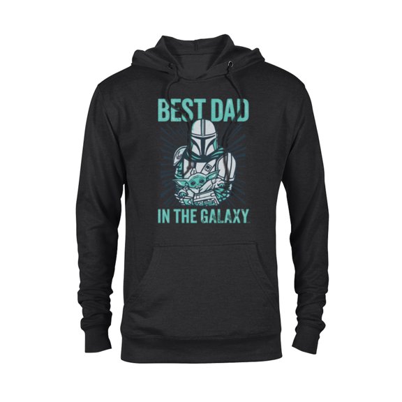 Star Wars The Mandalorian and Grogu Best Dad in the Galaxy - Pullover Hoodie for Adults - Customized-Black