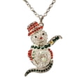 thumbnail image 1 of Collar de Navidad Muñeco de nieve Cristal Rhinestone Collar Colgante Joyas Accesorios (T1592 Plata), 1 of 4