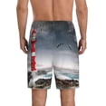 thumbnail image 3 of Easygdp 3d Lighthouse in the Surf Men's Short Pajama Pants, Sleep Shorts, Household Pants, Casual Pants with Pockets - 4X-Large, 3 of 9