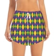 thumbnail image 4 of Lsque Mardi Gras Printed Women's Running Shorts with Liner Pockets,Elastic Quick Dry Workout Athletic Gym Yoga Shorts,Womens High Waist Shorts-Medium, 4 of 9