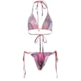 thumbnail image 1 of Seyurigaoka Women’s Digital Printed Halter Tops and Bandage Thong Bikini Suit, 1 of 6