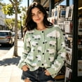 thumbnail image 6 of Uaswgudfs Women's Sheep Printed Knit Cardigan, Long Sleeve Button-Front Crew Neck Casual Fashion Outerwear - Cute Spring Summer Trendy Sweater Green S, 6 of 6