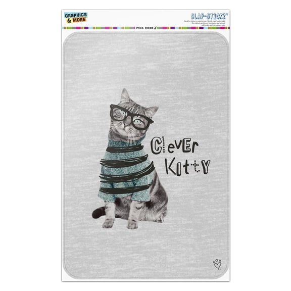 Clever Smart Kitty Cat Kitten Glasses Sweater Home Business Office Sign